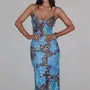 Spaghetti Strap Leopard Print Panel midi Bodycon Dress