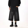 High Waist Washed Wide Leg Capri Jeans