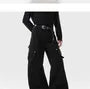 Mid Rise Plain Wide Leg Cargo Pants