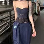 Striped Lace Panel Corset Top