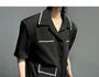 Short-Sleeve Plain Rhinestone Single-Breasted Light Jacket
