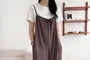 Plain Drawstring Suspender Wide-Leg Jumpsuit