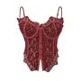 Lace Button-Up Crop Corset Top