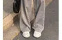 High Waist Plain Striped Loose-Fit Wide-Leg Sweatpants