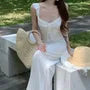 Spaghetti Strap Plain Ruffle Maxi Sundress