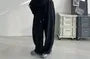Plain Zip Hoodie / Drawstring Waist Wide Leg Sweatpants