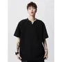 Short Sleeve Notch Neck Plain Studded T-Shirt