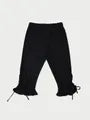 Mid Rise Plain Ruffle Drawstring Skinny Pedal Pusher Pants
