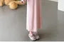 Maternity Set: Round Neck Contrast Trim Cardigan + High Waist Midi A-Line Skirt