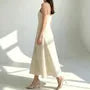 Spaghetti Strap Crew Neck Plain Maxi A-Line Dress