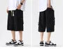 Drawstring Waist Plain Capri Cargo Pants