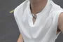 Sleeveless Notch Neck Plain Textured Top