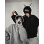 Couple Matching Stand Collar Studded Zip Hoodie