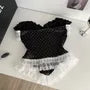 Sweetheart Neck Dotted Bustier Top