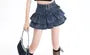 High Waist Layered Denim Mini A-Line Skirt