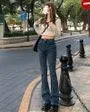 High-Waist Washed Bootcut Jeans