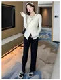 Maternity Long-Sleeve V-Neck Plain Ribbed Knit Top