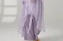 Elbow-Sleeve V-Neck Tie Front Plain Dance Top / High Waist Asymmetrical Skirt Overlay Wide Leg Pants
