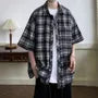 Elbow-Sleeve Plaid Shirt