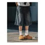 Mid Waist Washed Wide Leg Jorts
