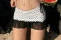 Set: Halter Neck Polka Dot Bikini Top + Low Waist Ruffled Hem Mini Skirt