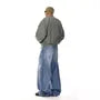Mid Rise Washed Distressed Panel Wide Leg Jeans