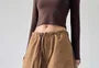 Drawstring Waist Plain Ruched Baggy Cargo Pants
