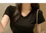 Short-Sleeve V-Neck Plain T-Shirt