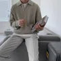 Collared Plain Half Zip Sweater / Long Sleeve Crew Neck Plain T-Shirt