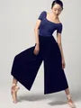 High Waist Plain Cropped Wide Leg Dance Pants