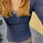 Long Sleeve Half-Button Striped Slim-Fit Crop Top