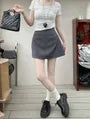 High Waist Plain Asymmetrical Mini A-Line Skort