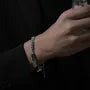 Faux Gemstone Bead Layered Stainless Steel Bracelet