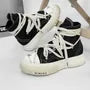 Contrast Stitching Lace-Up Platform Sneakers