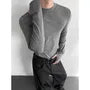 Long-Sleeve Mock Neck Plain Slim Fit T-Shirt