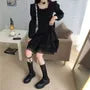 Long-Sleeve Square Neck Lace A-Line Dress
