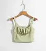 Sleeveless Square Neck Ruched Crop Top
