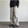 Mid Rise Plain Wide Leg Cargo Pants