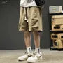 Drawstring Waist Plain Cargo Shorts