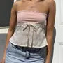 Color-Block Floral Embroidered Lace-Trim Tube Top