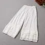 Elastic Waist Lace Panel Cropped Wide Leg Pants