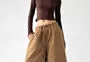 Drawstring Waist Plain Ruched Baggy Cargo Pants