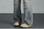 Mid Rise Washed Distressed Wide Leg Jeans