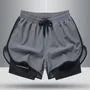 Drawstring Waist Mock Two-Piece Running Shorts