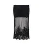 Low Waist Lace Panel Mesh Midi Pencil Skirt