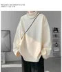 Long-Sleeve Mock Neck Plain Fleece-Lined T-Shirt