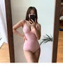Spaghetti Strap V-Neck Plain Swimsuit