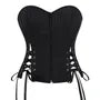 Pinstriped Slit Lace Up Tube Bustier Top