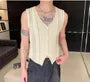 V-Neck Ribbed Button Knit Tank Top