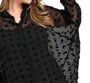 Long-Sleeve V-Neck Dotted Mesh High Low Tunic Blouse